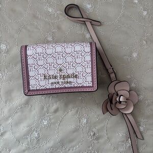 kate spade New York micro link trifold wallet - pink/mauve w/bonus
